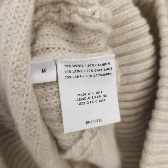 NWT NAADAM Asymmetrical Draped Sweater Wool Cashmere Oatmeal MEDIUM - Picture 7 of 9